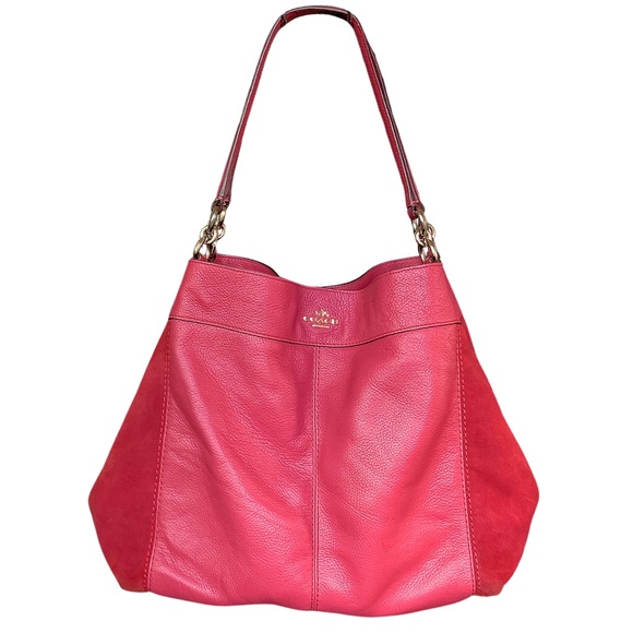 Vintage COACH Lexy Shoulder Bag Leather Suede Pink Ex-Large - Picture 1 of 8